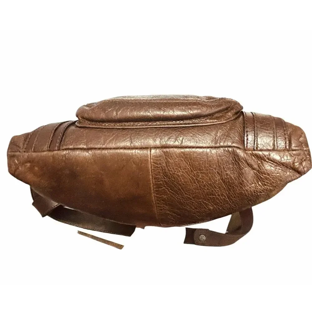 Vintage Distressed Leather Shoulder Bag Crossbody Brown Boho Messenger